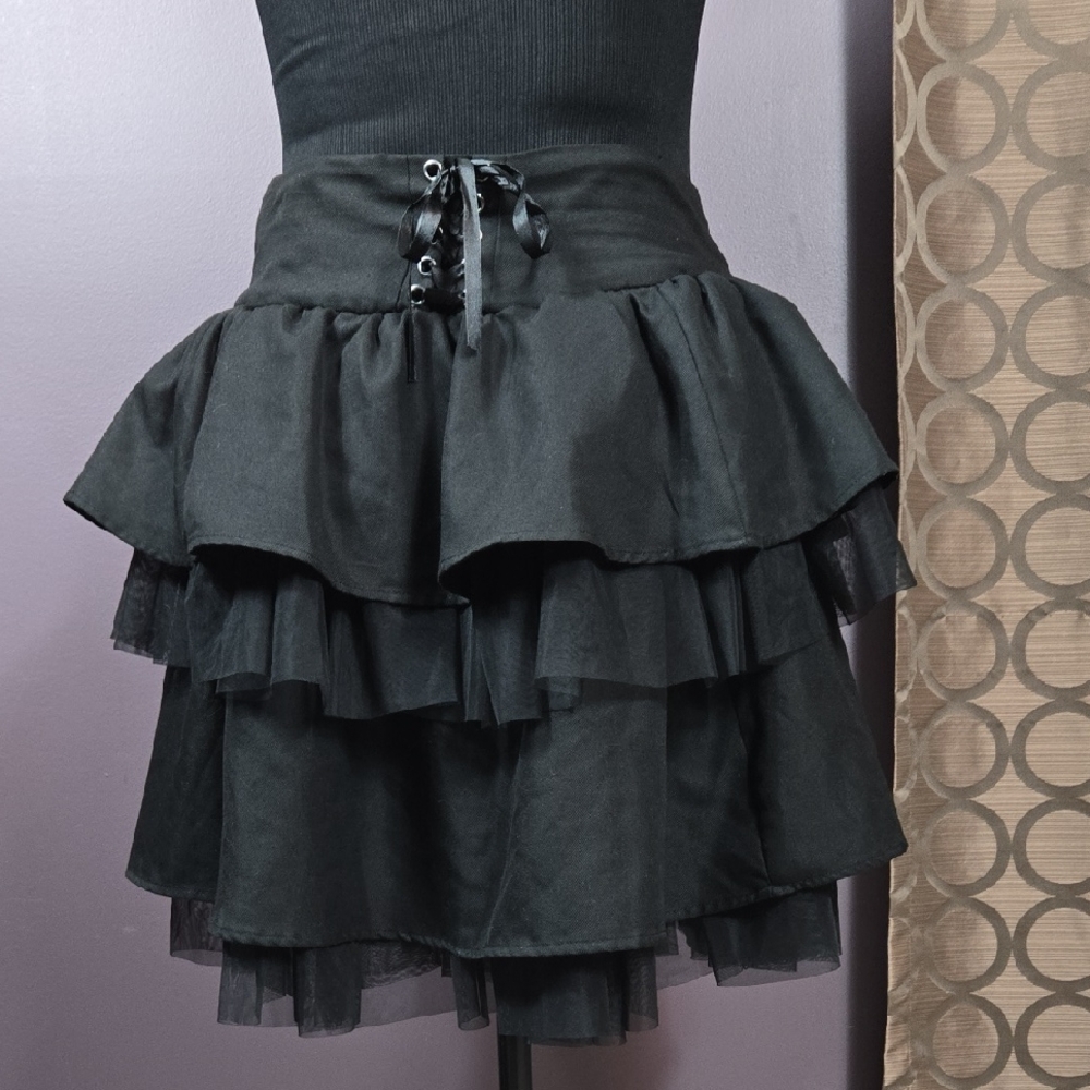 Hot Topic Black Layered Mini Skirt